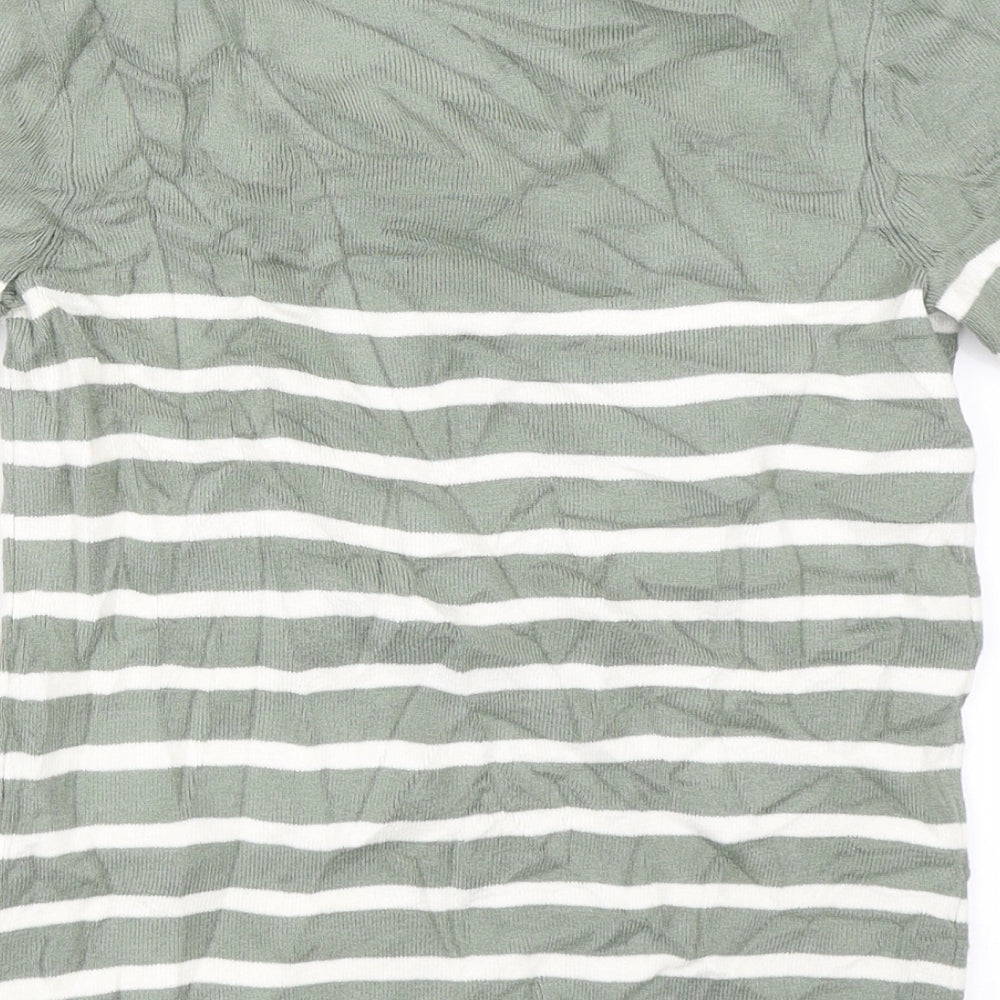 Marks and Spencer Womens Green Striped Pullover Jumper Size 8