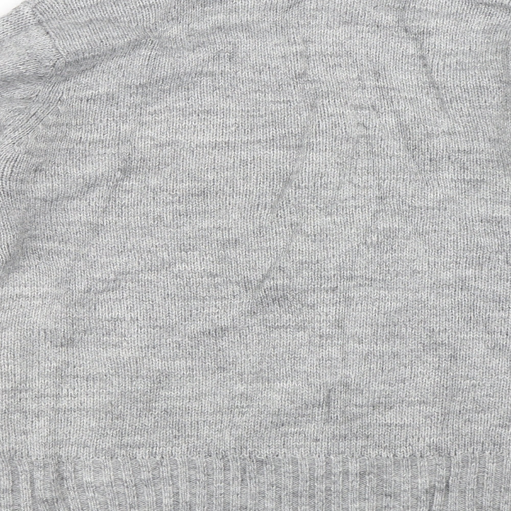 Brand and care label for Ambrose & Jackson men’s grey henley jumper, size S