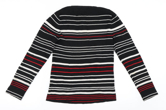 For Women Womens Black Striped Pullover Jumper Size 12