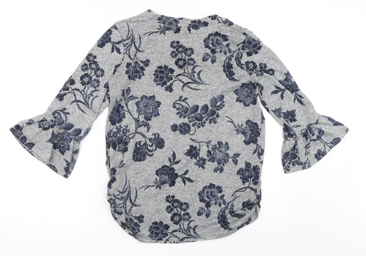 Quiz Womens Grey Floral Pullover Jumper Size 14