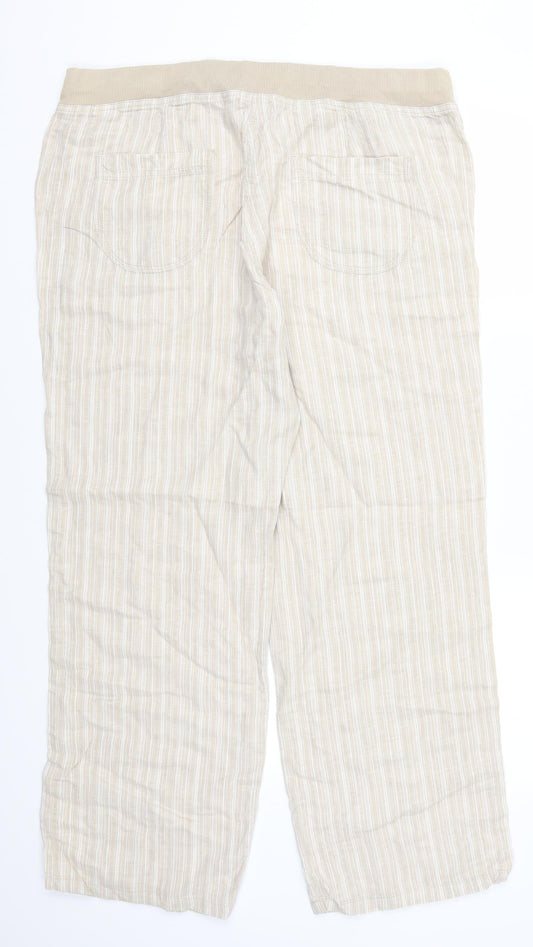 Preworn Womens Beige Striped Trousers Size 38 in L29 in