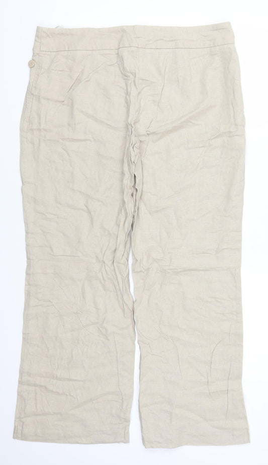 Marks and Spencer Womens Beige Trousers Size 16 L28 in