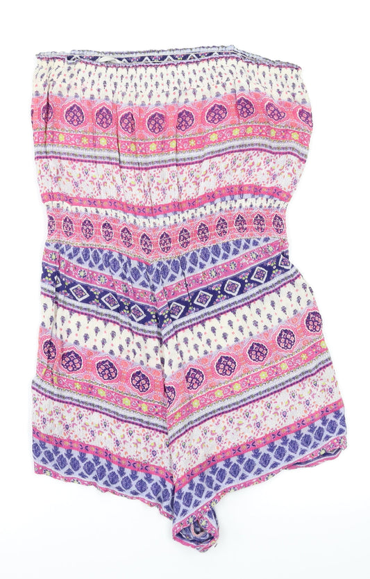 New look Womens Pink Argyle/Diamond Jumpsuit One-Piece Size 8