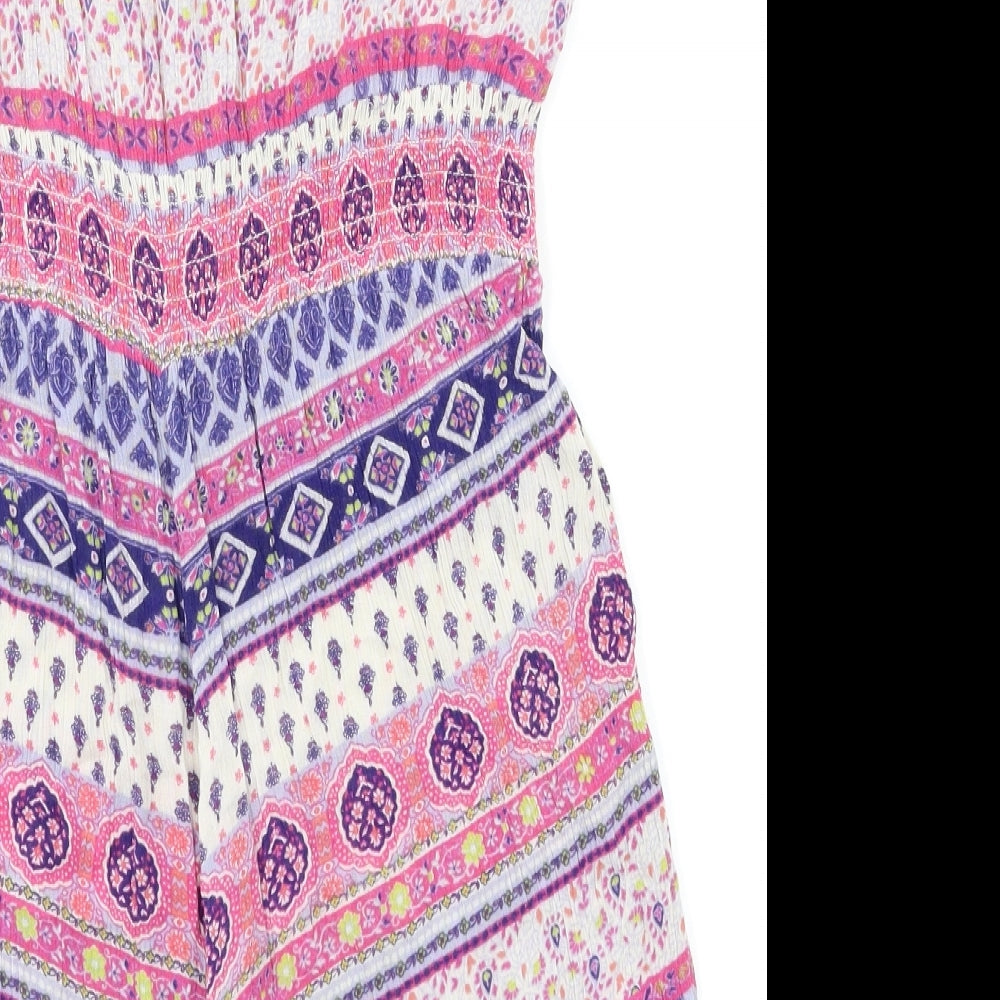 New look Womens Pink Argyle/Diamond Jumpsuit One-Piece Size 8