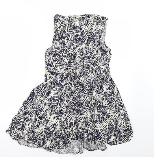 New Look Womens Blue A-Line Size 14 - Leaf print