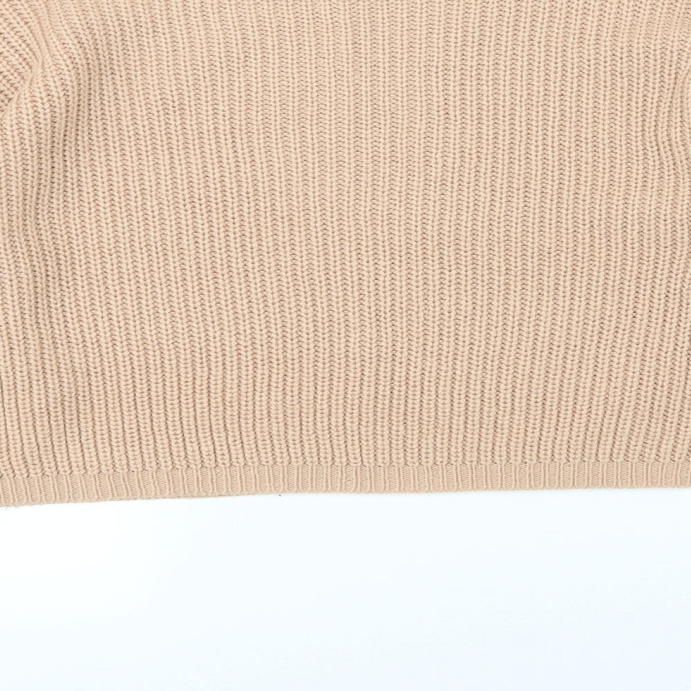 Boohoo Womens Beige Knit Pullover Jumper Size L - Cropped