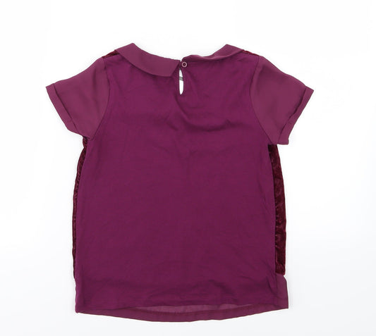 NEXT Girls Purple Velour Basic Blouse Size 9 Years