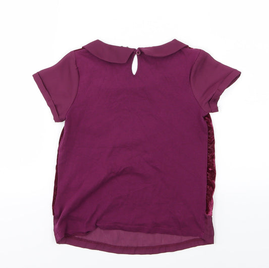 NEXT Girls Purple Velour Basic Blouse Size 7 Years