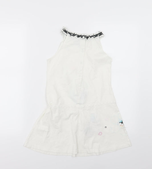 Beetlejuice Girls White Floral Jersey Skater Dress Size 10 Years