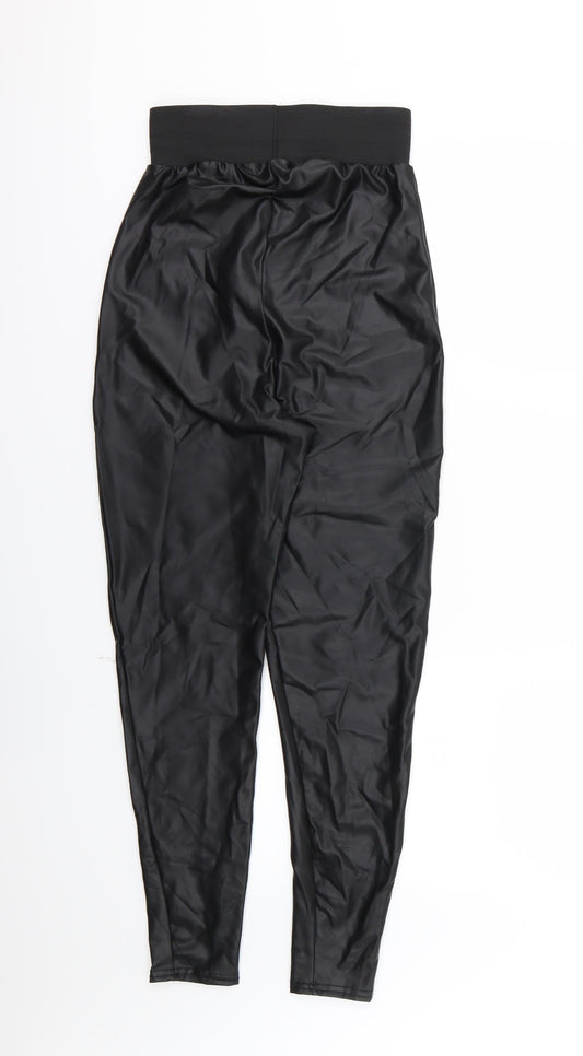 Boohoo Womens Black Carrot Leggings Size 8 L26 in - Leather Effect