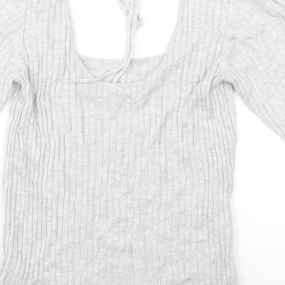 Brand and care label for Next women’s grey knit jumper, size UK 8