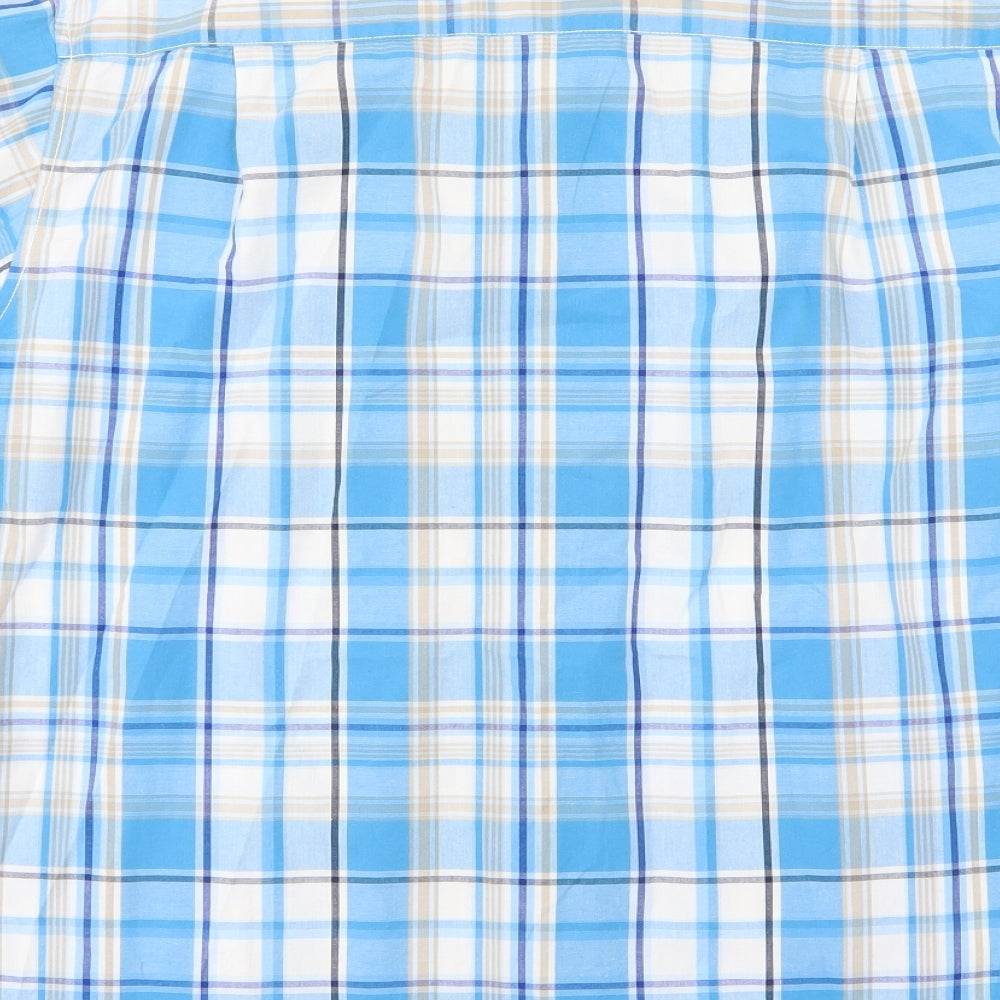 EWM Mens Blue Striped Woven Button-Up Size L