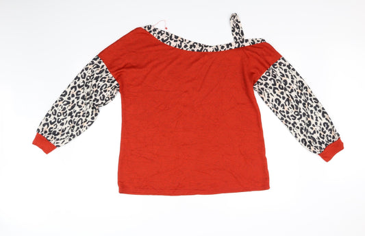 Preworn Womens Red Pullover Jumper Size L - heart animal print