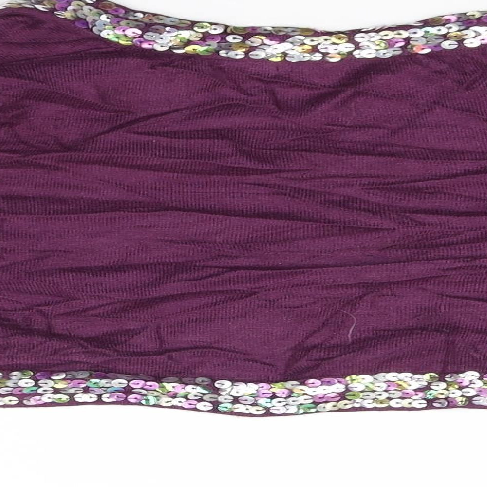 Brand and care label for Zingara women’s purple cardigan jumper, size UK 14, - sequin
