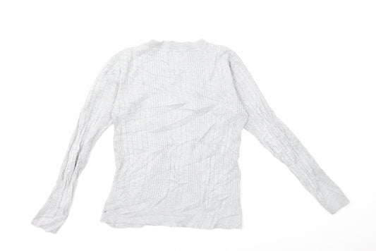 New Look Womens Grey Floral Knit Pullover Jumper Size 12
