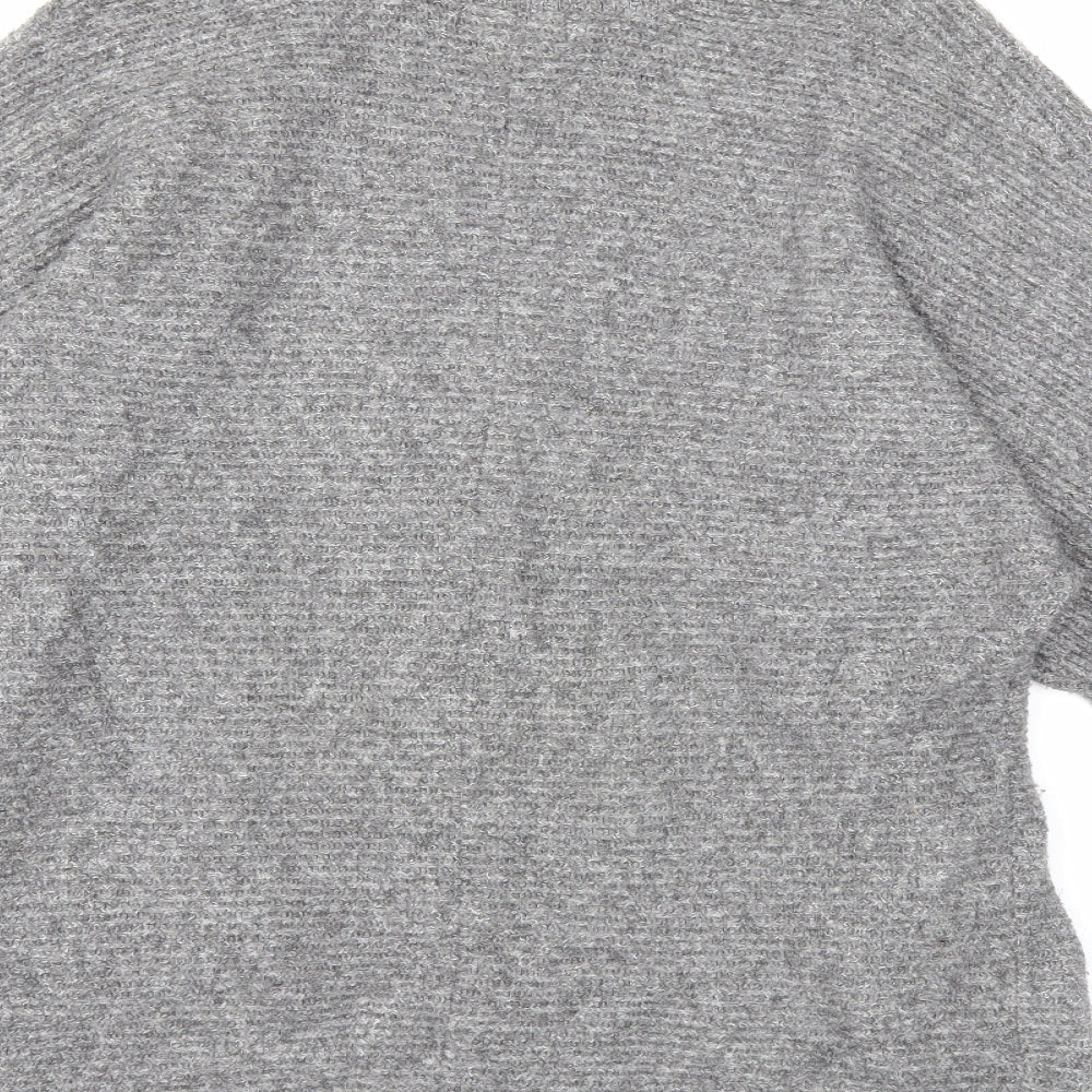 Brand and care label for Pink Rose women’s grey knit cardigan jumper, size S