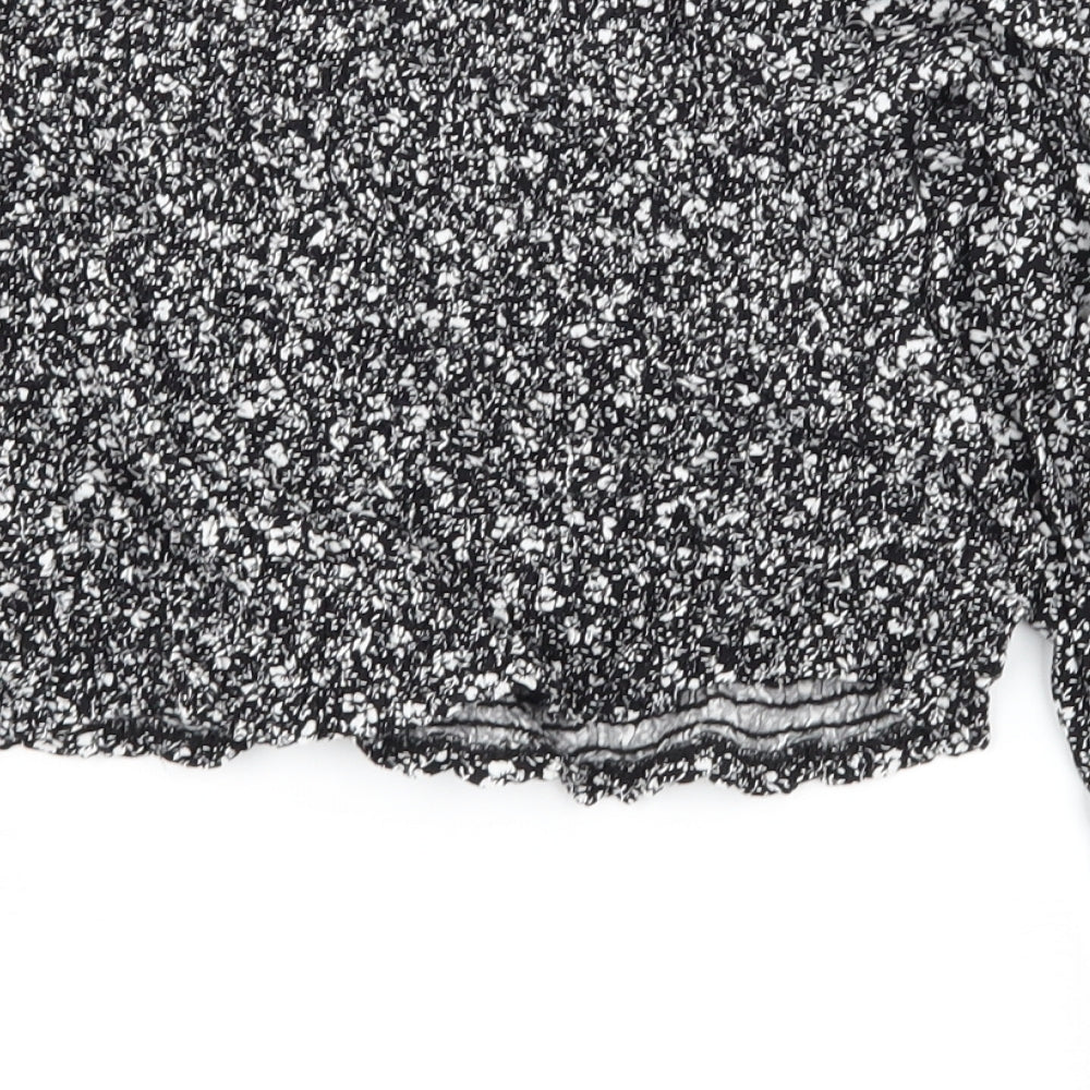 New Look Womens Black Floral Basic Blouse Size 8