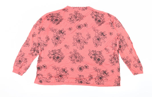 Marks and Spencer Womens Pink Floral Knit Pullover Jumper Size L