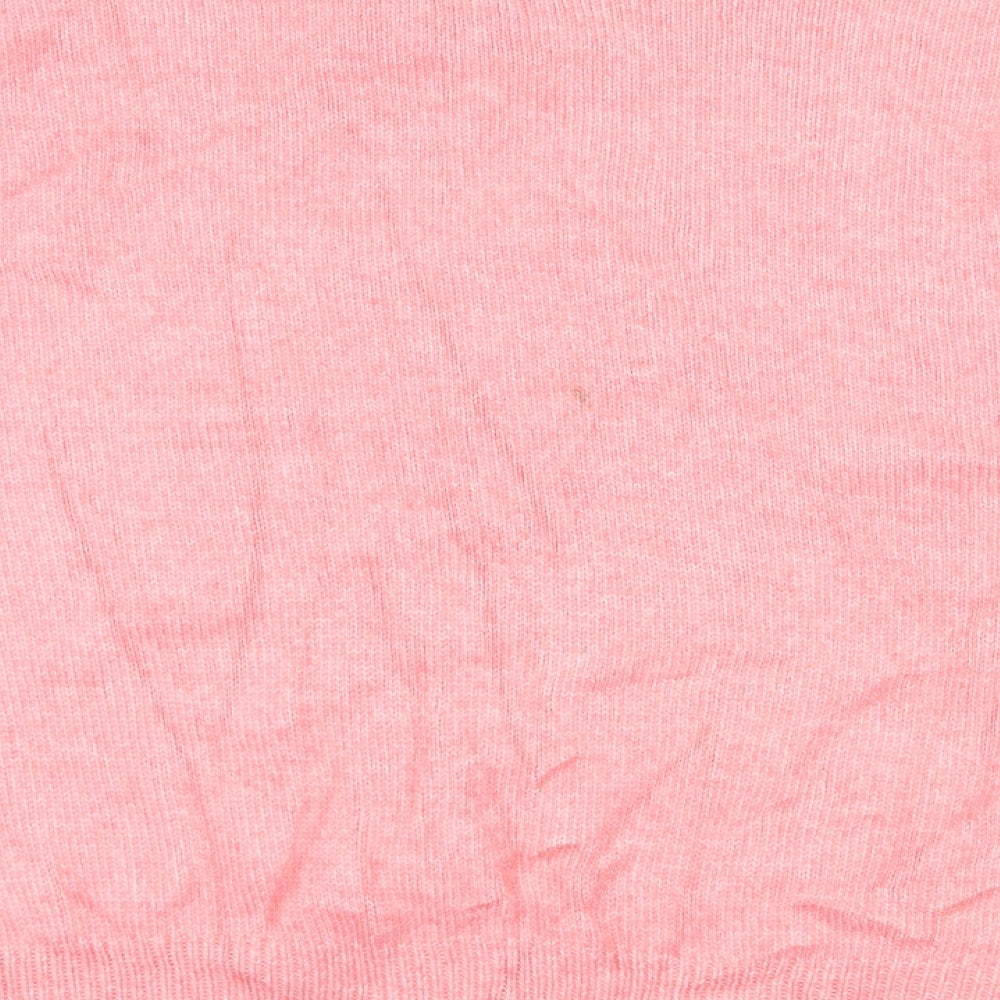 Brand and care label for Marks & Spencer women’s pink knit jumper, size M