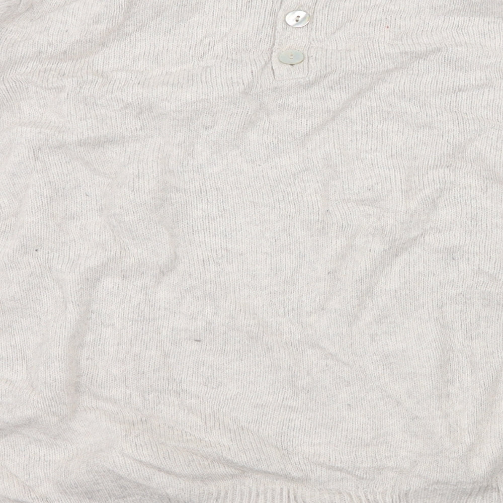 Brand and care label for Marks & Spencer women’s ivory knit jumper, size UK 16, - crochet detail