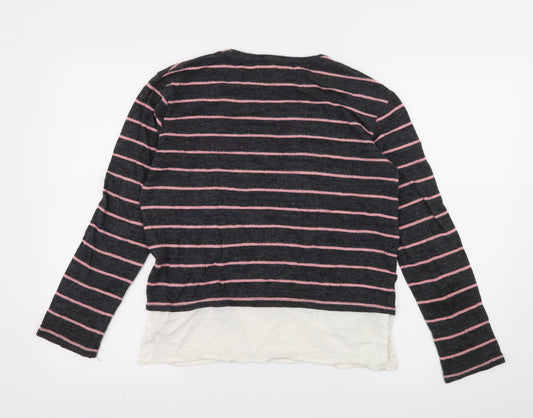 Here + There Girls Green Striped Knit Pullover Jumper Size 13-14 Years