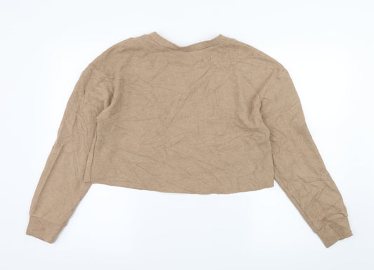 Zara Womens Brown Jersey Pullover Sweatshirt Size S