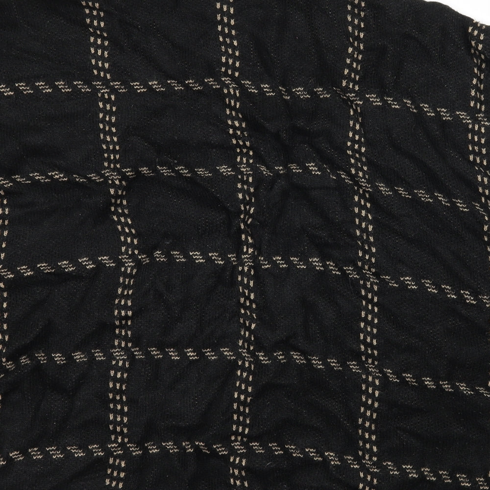 Brand and care label for New Look women’s black check knit jumper, size M
