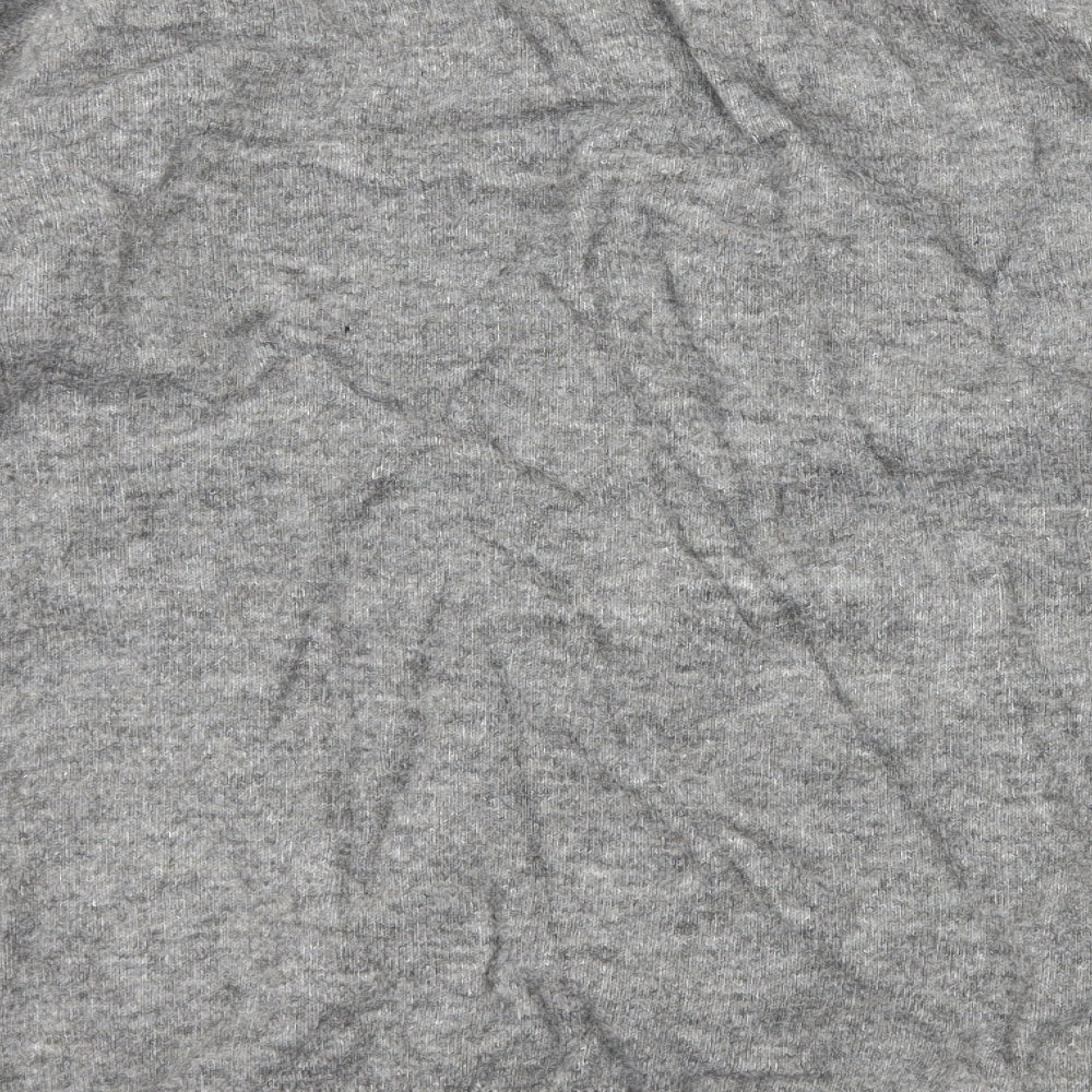 Brand and care label for HM& women’s grey knit cardigan jumper, size S