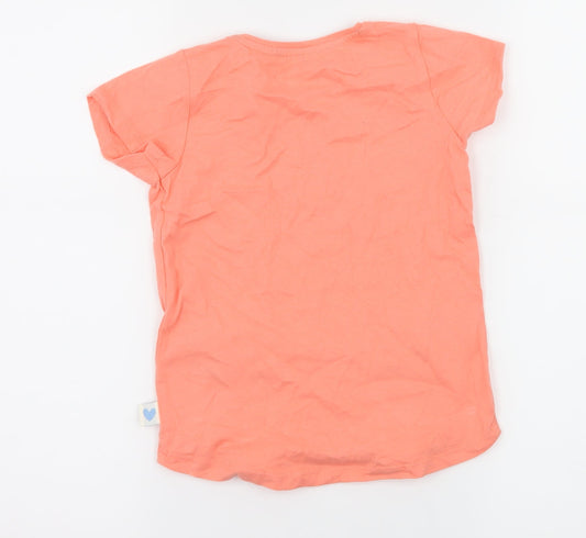 Nutmeg Girls Orange Jersey Basic T-Shirt Size 5-6 Years - Cat