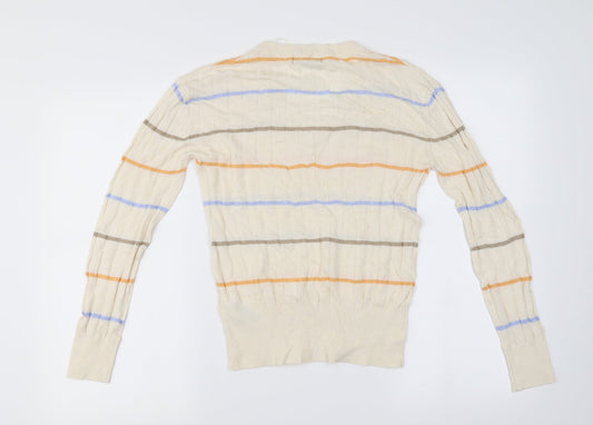 Marks and Spencer Womens Ivory Striped Pullover Jumper Size S