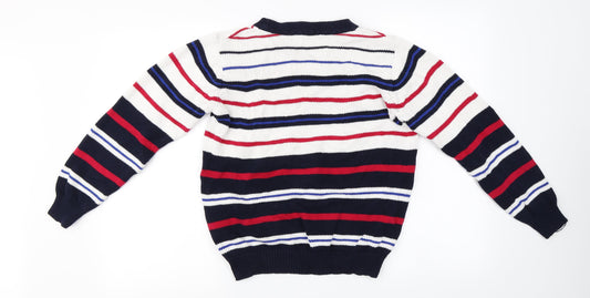 EWM Womens White Striped Pullover Jumper Size 14