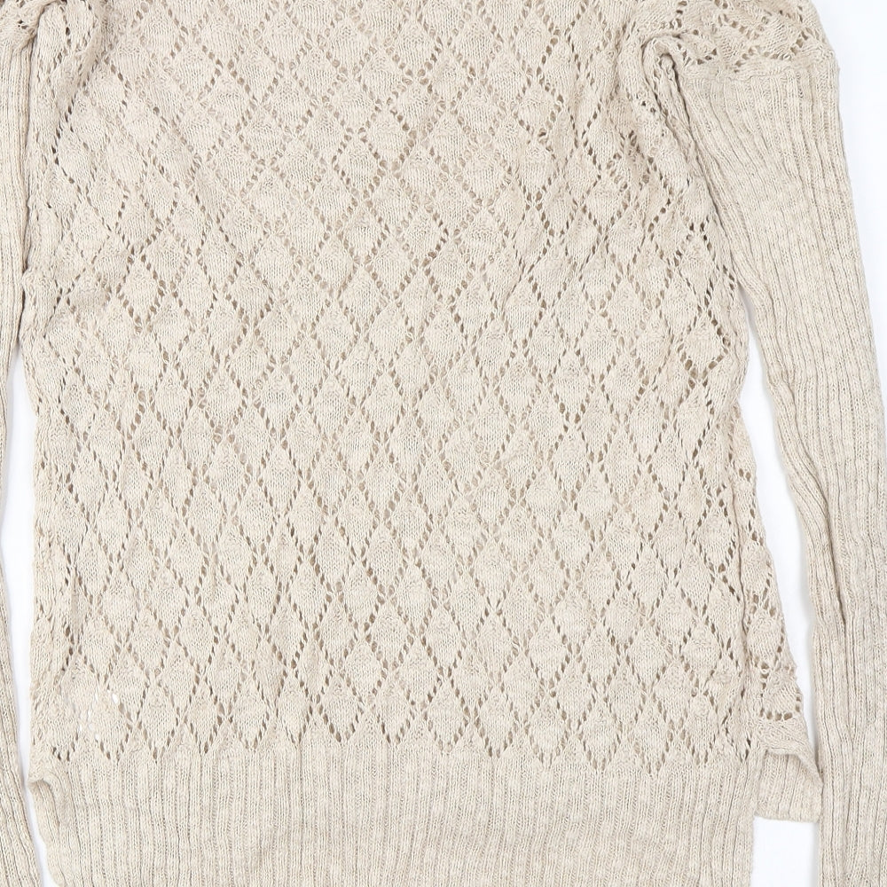 Brand and care label for Hoxton Chic women’s beige jumper, size UK 12