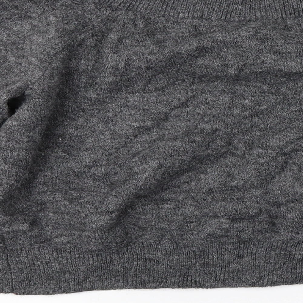 Brand and care label for H&M women’s grey jumper, size S