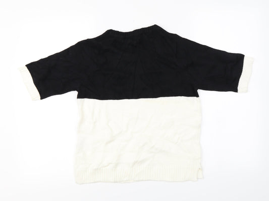 Marks and Spencer Womens Black Striped Pullover Jumper Size 8