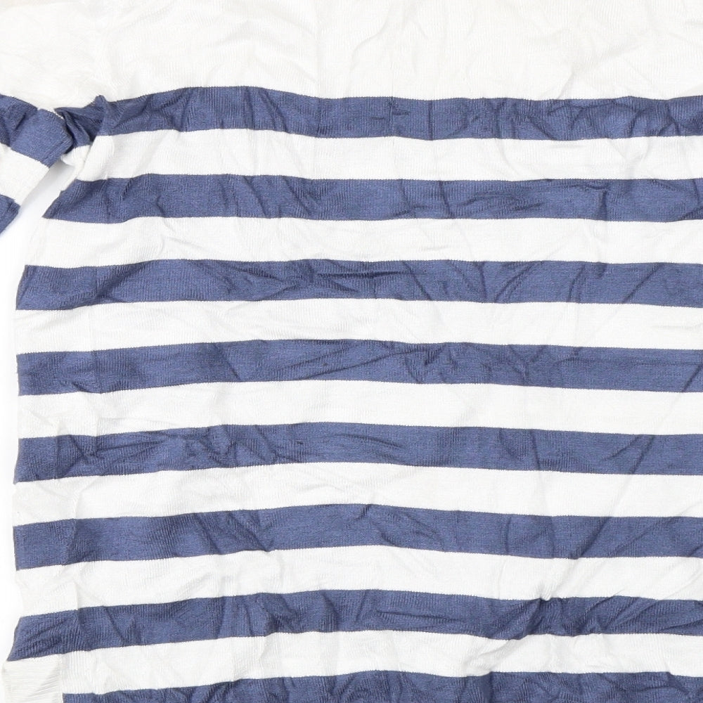 Brand and care label for Attitudes women’s white striped jumper, size XS