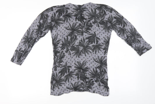 Antoni & Alison Womens Grey Floral Basic T-Shirt Size M