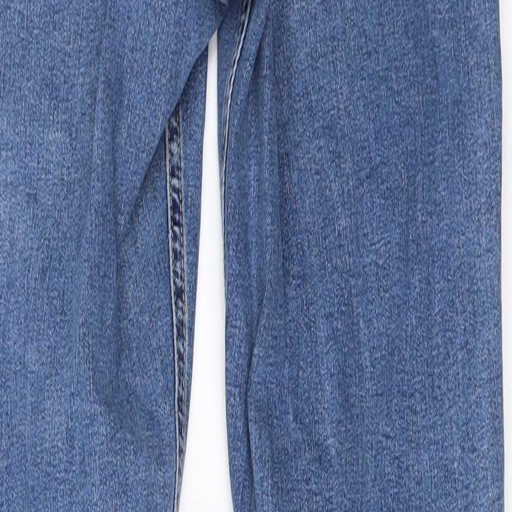 Brand and care label for Topshop women’s blue skinny jeans, size UK 26, in, 25-inch leg