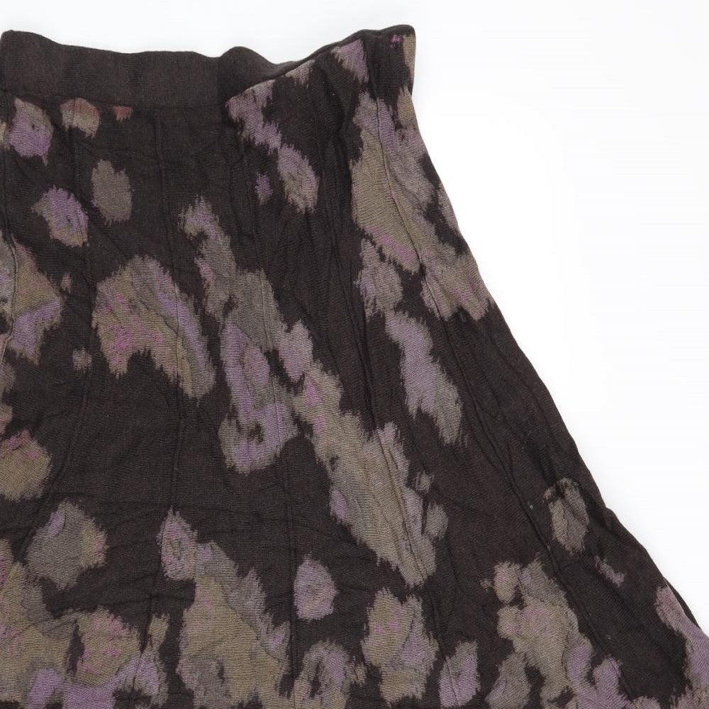 Brand and care label for Preworn women’s brown geometric a-line skirt, size M