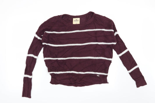 Hollister Womens Red Striped  Pullover Jumper Size XS