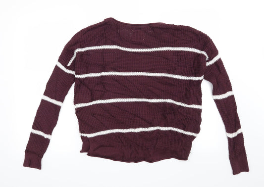 Hollister Womens Red Striped  Pullover Jumper Size XS