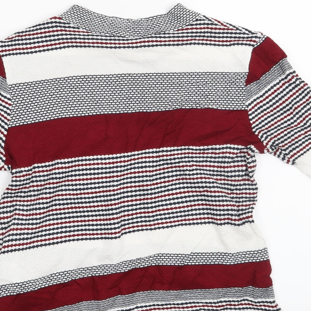 New Look Womens Red Striped Basic Blouse Size 8