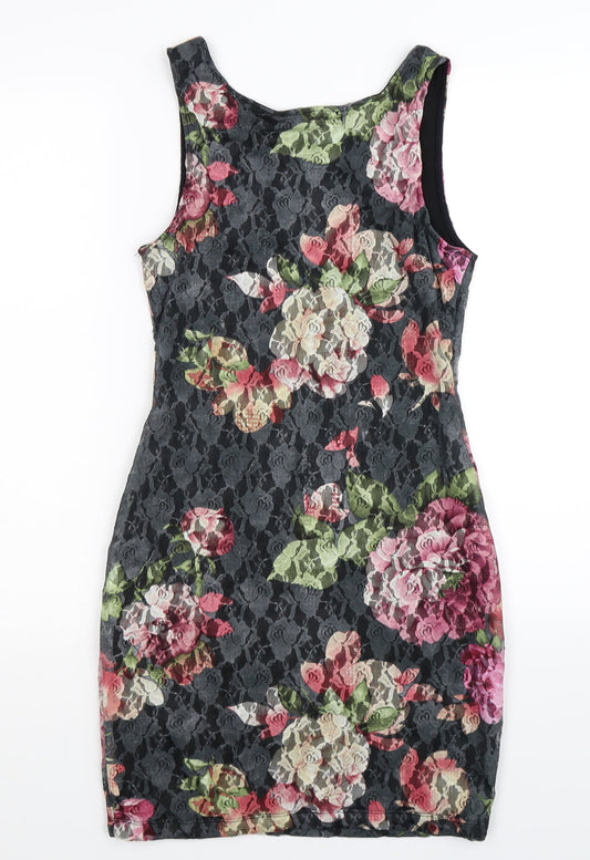 Preworn Womens Multicoloured Floral Bodycon Size S