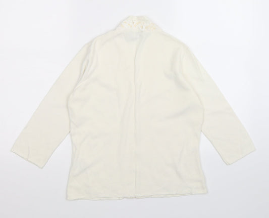 ALEX Womens White Knit Cardigan Jumper Size 10