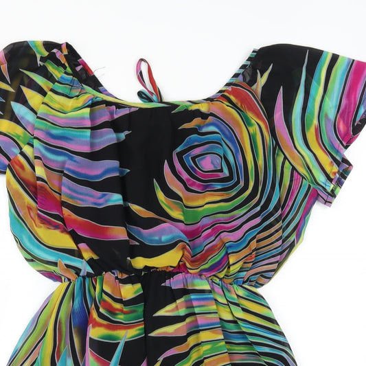 Purple Womens Black Striped Fit & Flare Size M