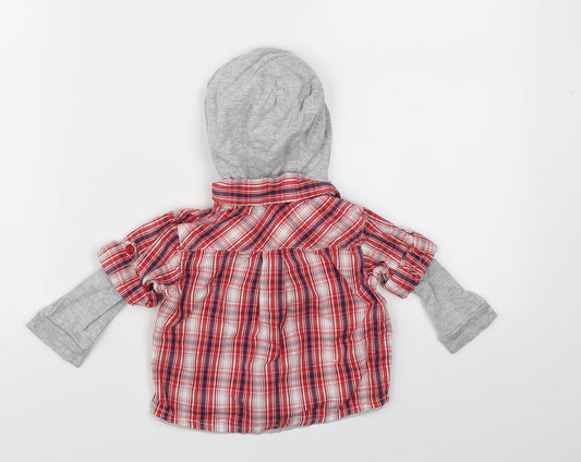 Cherokee Boys Red Check Basic Button-Up Size 6-9 Months