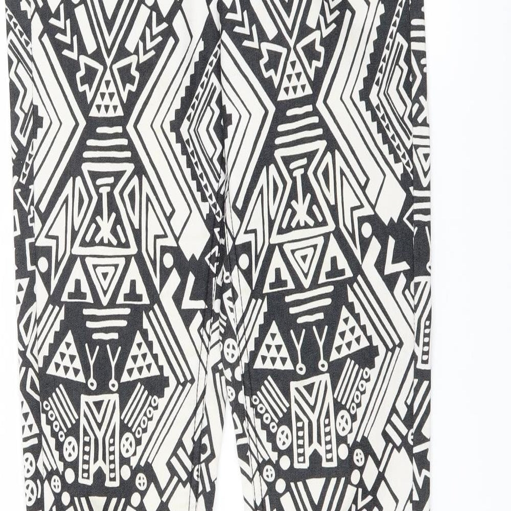 Brand and care label for H&M women’s black trousers, size UK 10, 28-inch leg - belt hoops