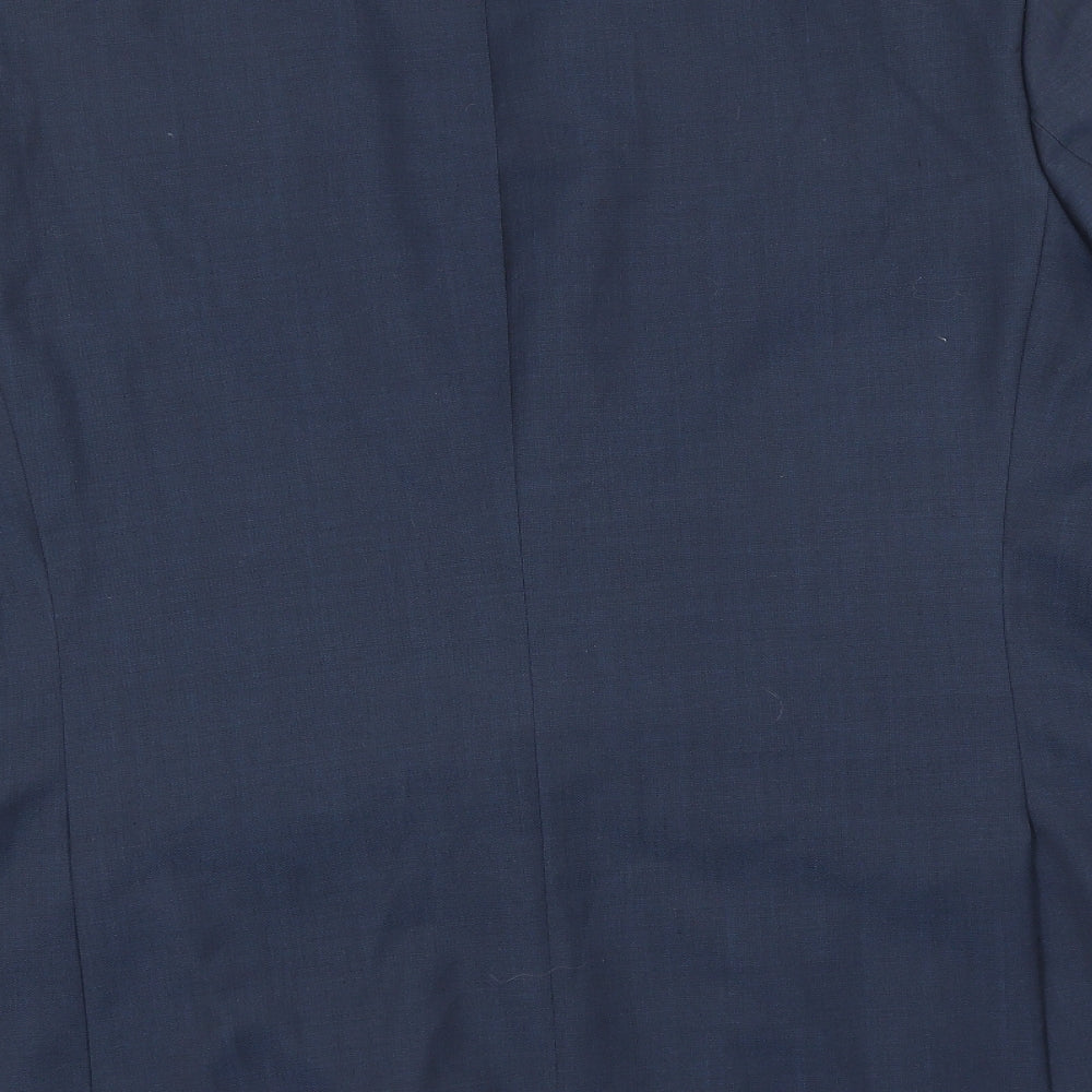 Brand and care label for k.j men’s blue jacket suit jacket, size 44