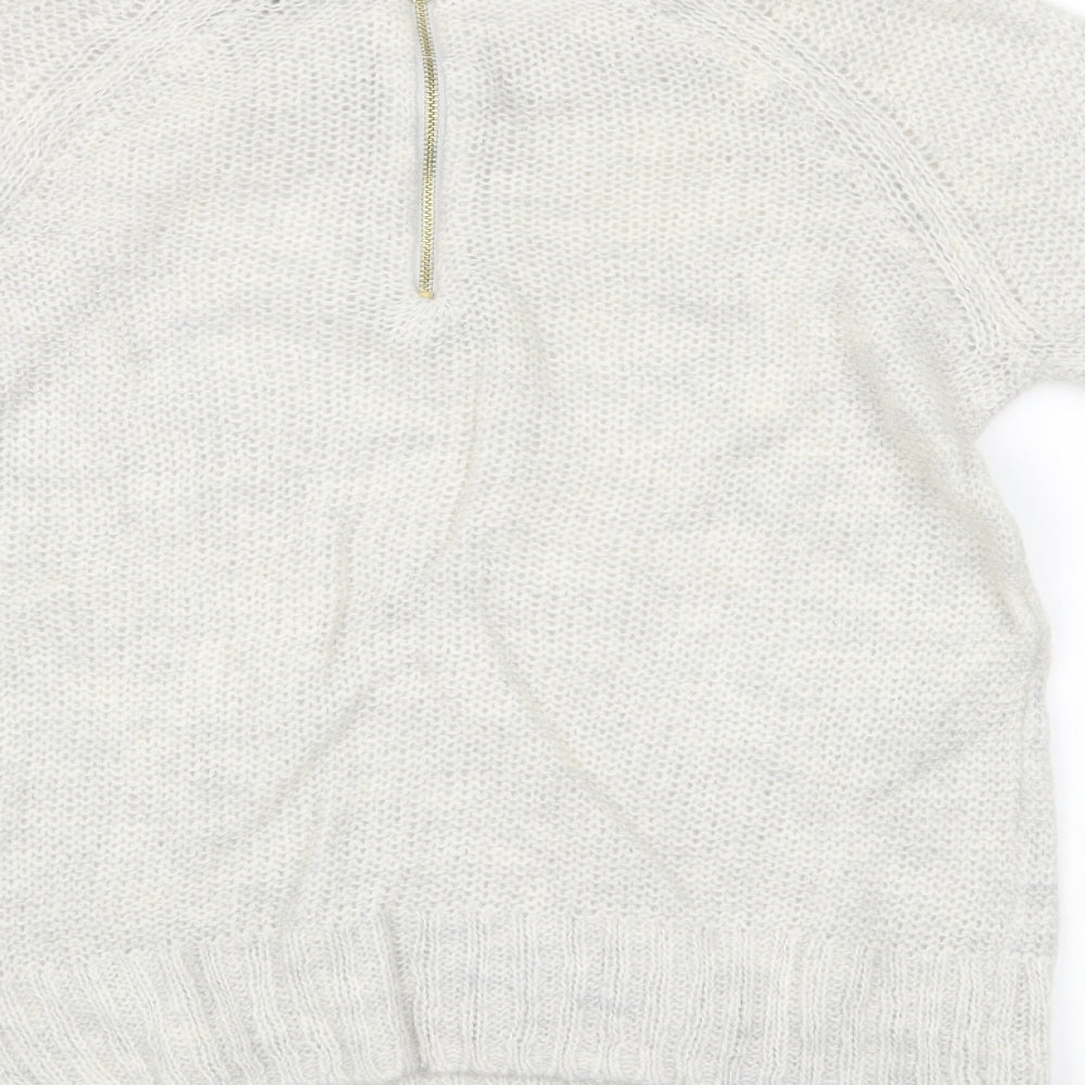 Brand and care label for H&M women’s grey jumper, size S