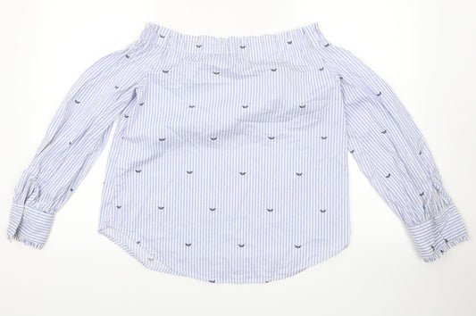 New Look Womens Blue Striped Basic Blouse Size 8