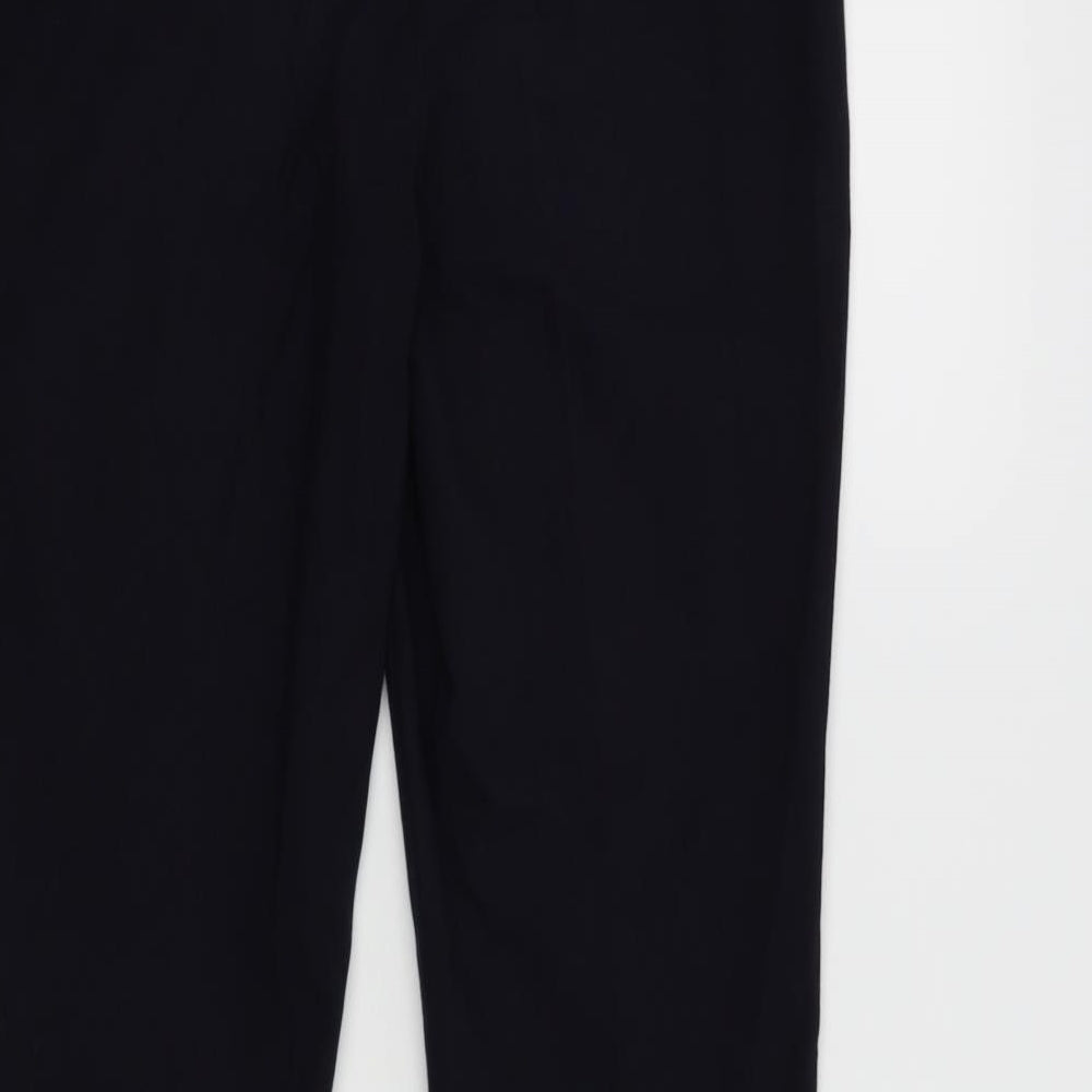 Brand and care label for David Luke women’s blue trousers, size S, 26-inch leg